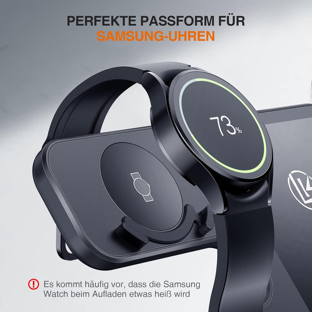 LK Induktive Ladestation für Samsung 3 in 1 Ladestation Kompatibel für Galaxy Watch 8/7/6/5/5 Pro/4