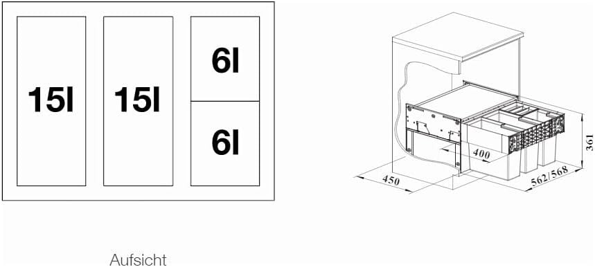 BLANCO SELECT II 60/4 | Kunststoff, Aluminium | 60er Unterschrank | Auszugssystem zur Frontanbindung