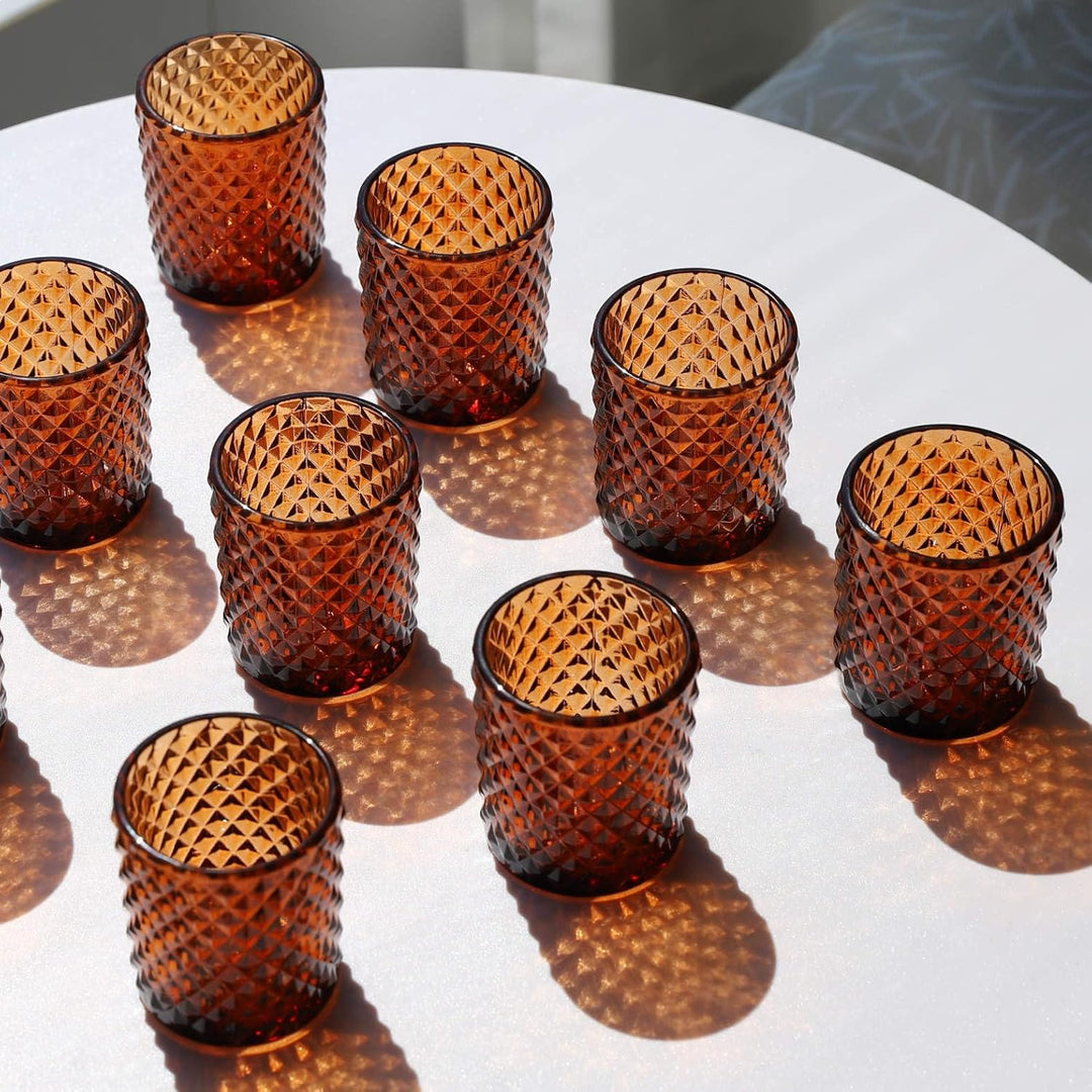 Vohocandle 12 Stück Teelichtgläser im Vintage-Stil, Teelichthalter aus Glas für Hochzeitstischdekora