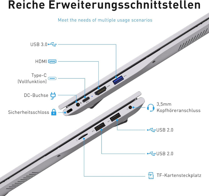 Auusda Laptop 15,6 Zoll, Notebook mit 32GB RAM 1TB SSD, Fingerabdrucksensor, beleuchtete Tastatur, 3