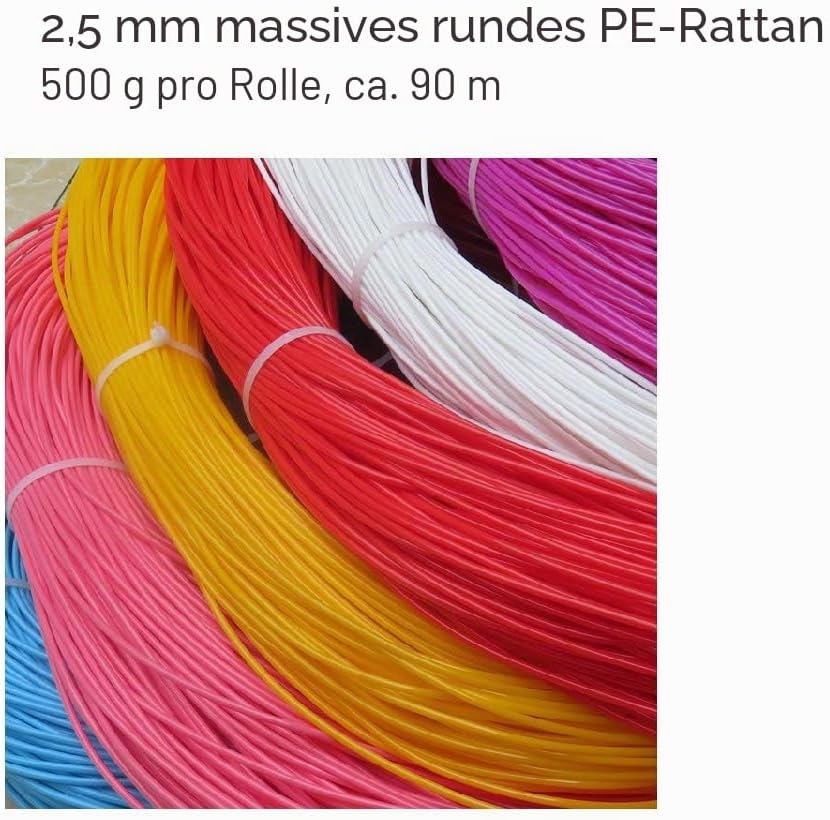 Rundes Kunststoff-Rattan, 2,5 mm, Kunststoffgeflecht, rund, künstliches Rattan, für Reparaturen und
