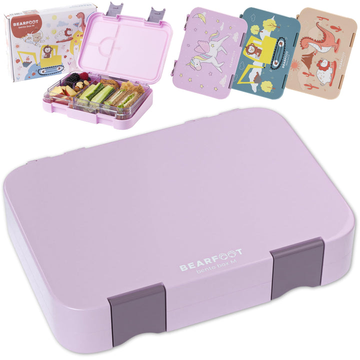 BEARFOOT Brotdose Kinder mit Fächern, BPA frei, Lunchbox, Bento box, Brotbox, Brotdose Mädchen & Jun