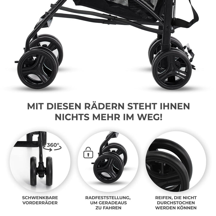 Kinderkraft TIK Kinderwagen, Liegebuggy, Sportwagen, Leicht - 6,5kg, Drehbare Vorderräder, Verstellb