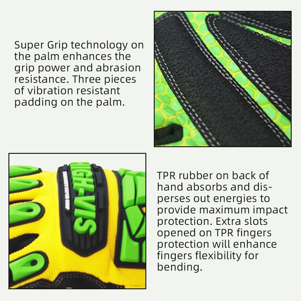 Seibertron HIGH-VIS SDXG2 Silikon Palm PowerGrip Geleinlage Guter Halt Handflächenpolsterung Anti-Vi