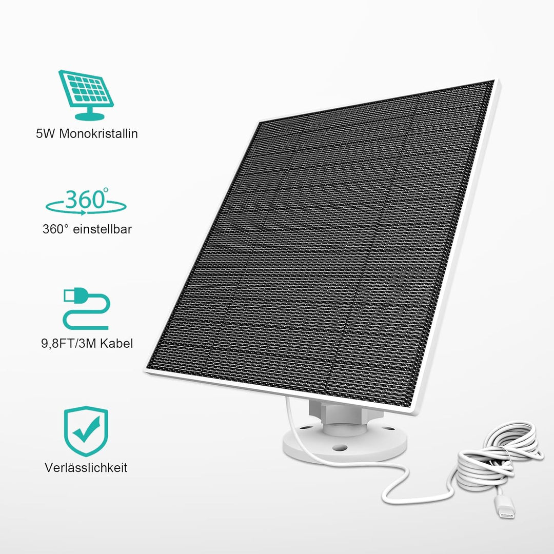 Solarpanel für Eufy Kamera, 5W Solarmodul für Eufy Kamera kompatibel mit Eufycam 3/3C/2/2 Pro/2C/2C