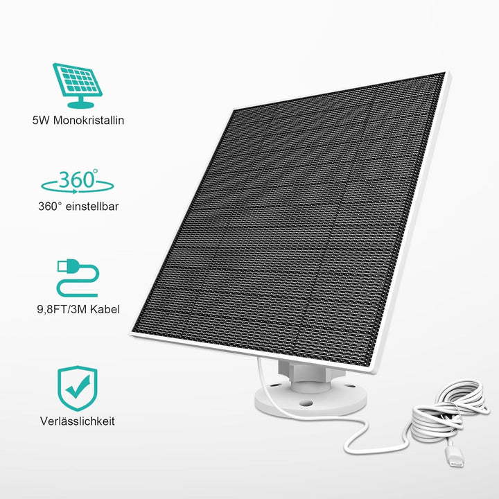 Solarpanel für Eufy Kamera, 5W Solarmodul für Eufy Kamera kompatibel mit Eufycam 3/3C/2/2 Pro/2C/2C