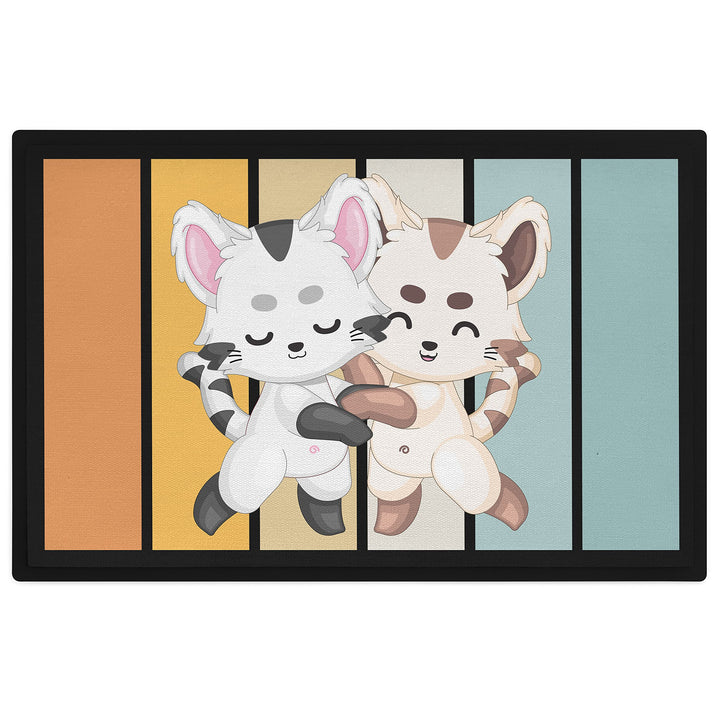 Trendation - Katzen Grafik Fussmatte Geschenk Katzenbesitzerin Lustige Katzen Fussmatte 60x40 cm Spr