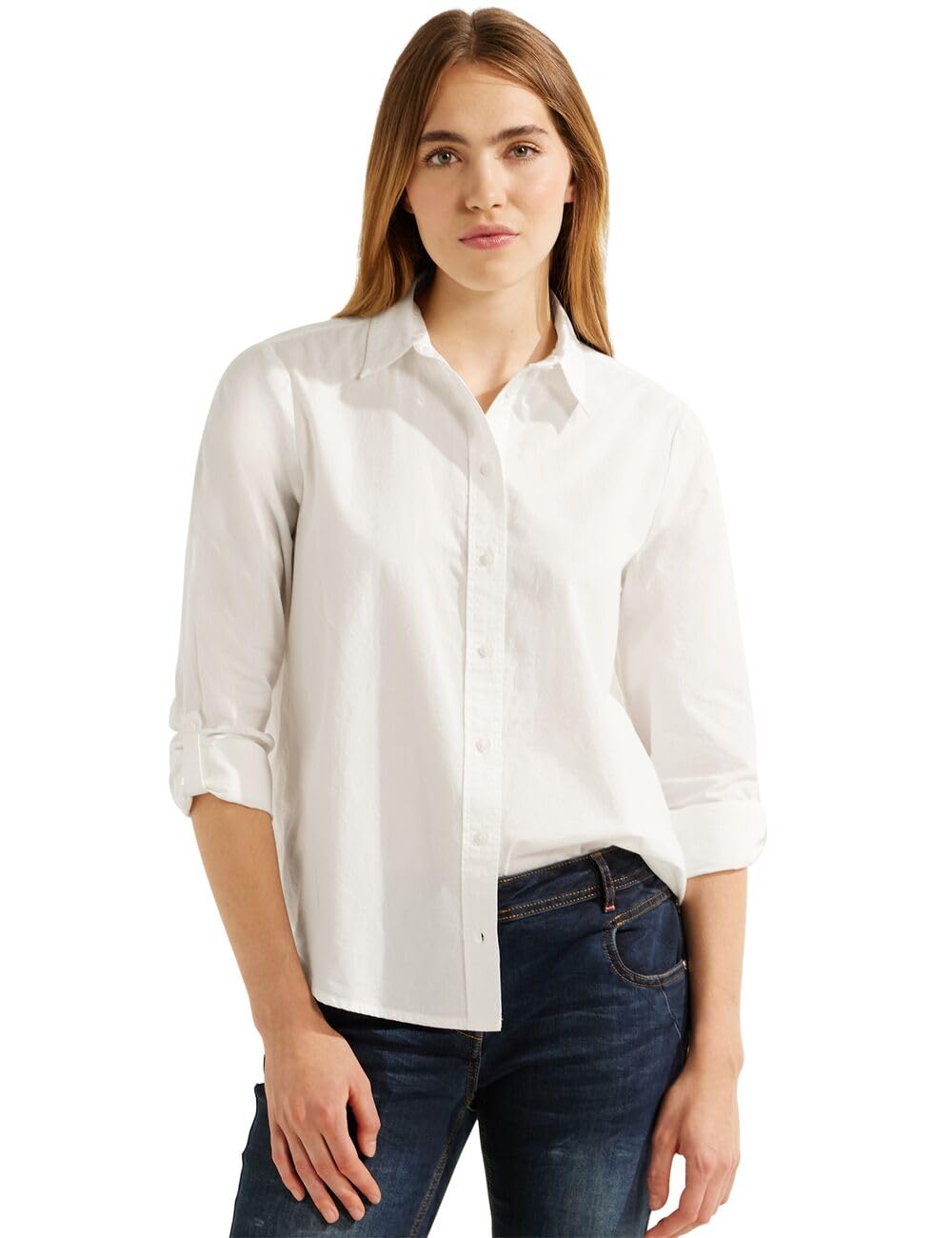 Cecil Damen Unifarbene Baumwollbluse L Vanilla White (Offwhite), L Vanilla White (Offwhite)