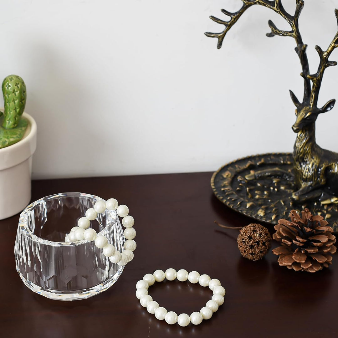 Dekoratives Kristalllagerbox, Eleganter Glas-Süssigkeitenschale für Schmuck, Ringe, Süssigkeiten & k