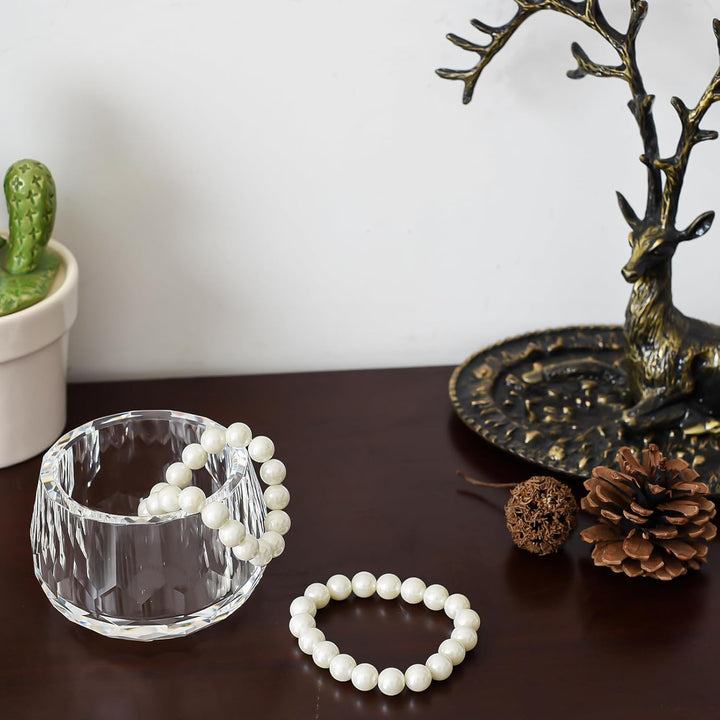 Dekoratives Kristalllagerbox, Eleganter Glas-Süssigkeitenschale für Schmuck, Ringe, Süssigkeiten & k