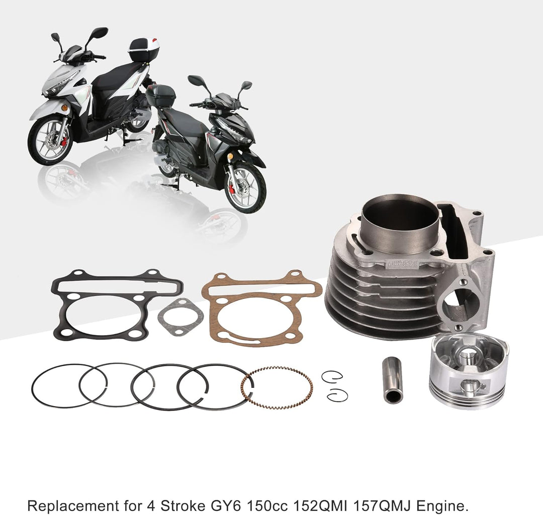 GOOFIT 57.4mm Zylinderbaugruppe Ersatz für GY6 4 Takt 125cc 150cc 157QMJ 152QMI TaoTao Motoren Quads