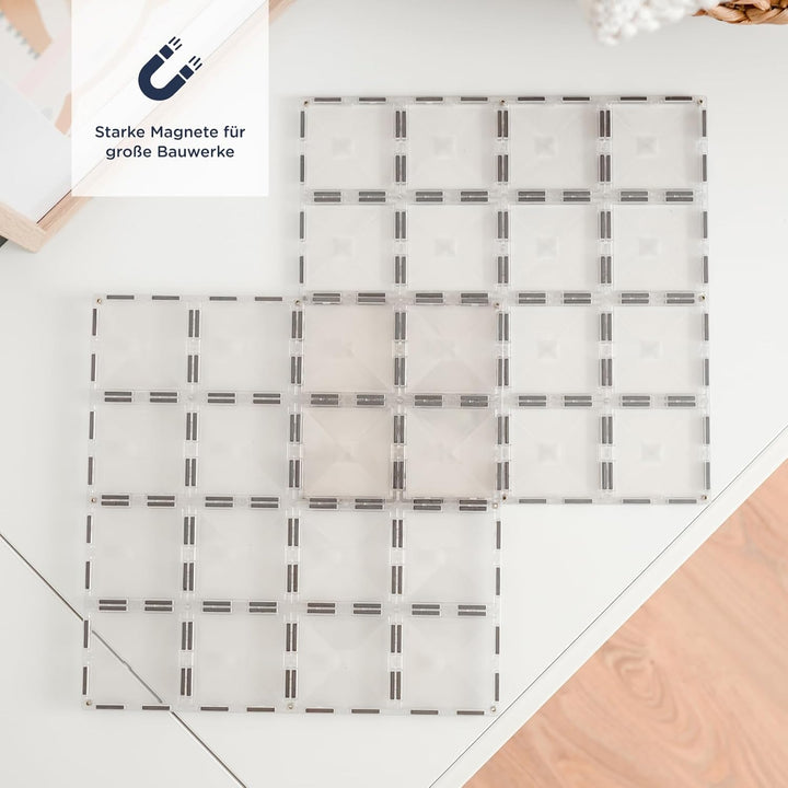 CONNETIX Magnetische Fliesen Klar Grundplatten-Pack, 2 Stück