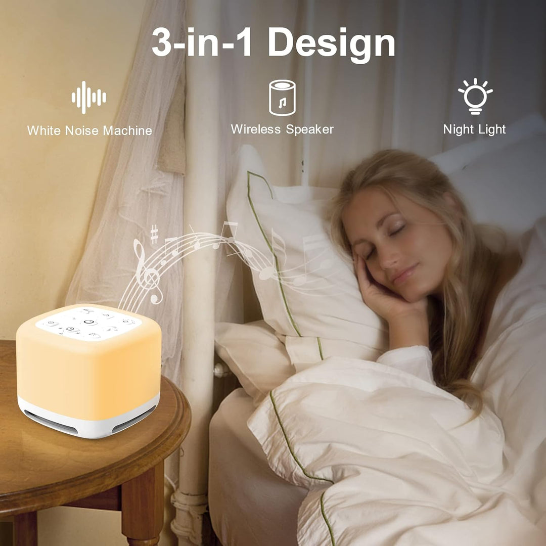 3 IN 1 White Noise Machine mit Licht, [40 Klänge und 7 Nachtlicht ] Weisses Rauschen für Besseren Sc