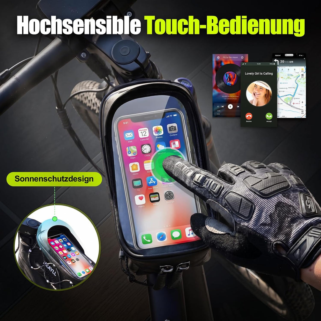 Fahrradtasche Rahmen 1,6L Wasserdicht I Rahmentasche Fahrrad mit Handyfenster & Touchscreen I Oberro