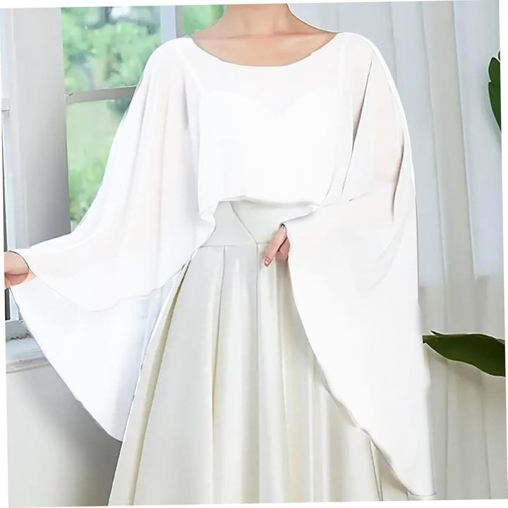 Gcroet Chiffon-Umhang für Damen, transparenter Poncho-Schal zum Überziehen für Abendkleider, Hochzei