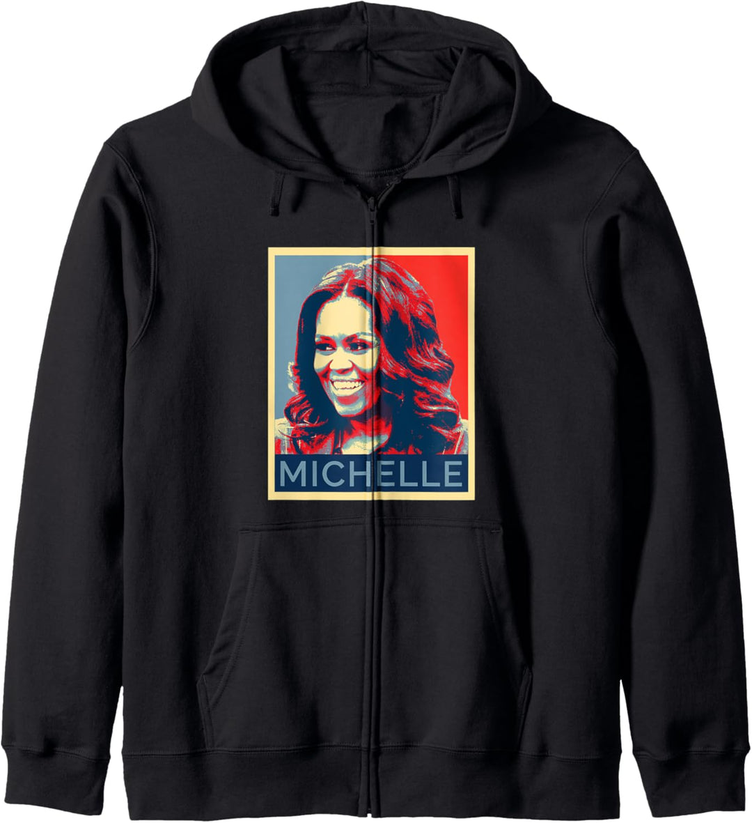 Pop-Art-Poster Michelle Obama First Lady Portrait Rot Blau Kapuzenjacke