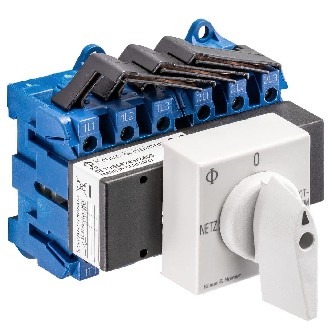 Kraus &amp; Naimer KG32A T903 VE2 +F437 Umschalter 3-polig 32A mit Stellung Netz 0 Notstrom 90° Schnappb