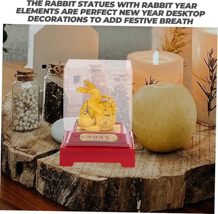 Beavorty Chinesisches Sternzeichen Hase Figur Feng Shui Hase Hase Statue Auto Armaturenbrett Dekor R