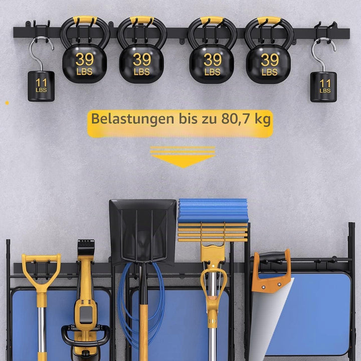 Bomclap Garagen Gerätehalter 51 inch, Metall Wandhaken 12 Haken Werkzeugregal Wand Werkzeughalter fü