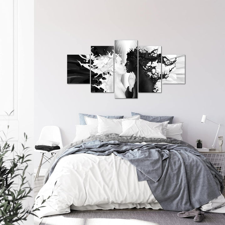 Runa Art - Bilder Milk und Coffee 200 x 100 cm 5 Teilig XXL Wanddekoration Design Schwarz Weiss 0050