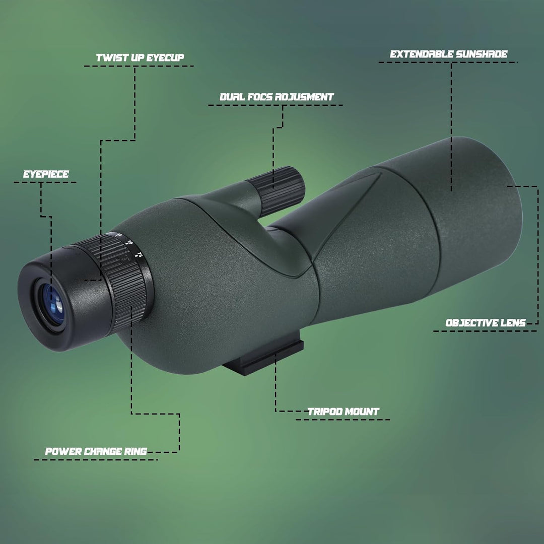 25-75X Spektive mit Stativ, Zoom Wasserdichtes BAK4 Prisma-Monokular-Teleskop für Vogelbeobachtung,
