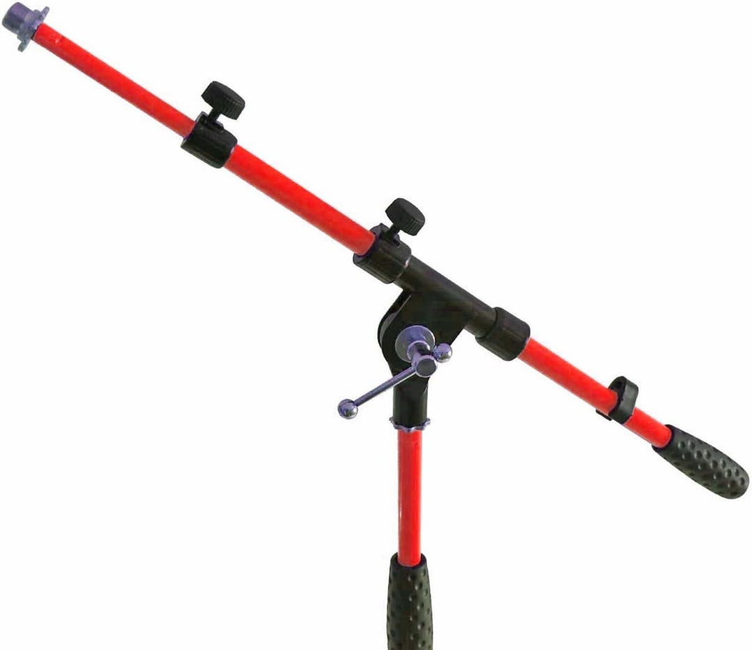 keepdrum MS106 RD Rot Mikrofonständer Mikrofonstativ mit Galgen u. Metall-Sockel