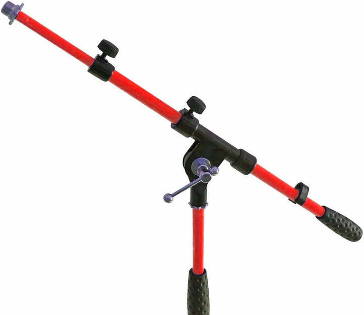 keepdrum MS106 RD Rot Mikrofonständer Mikrofonstativ mit Galgen u. Metall-Sockel