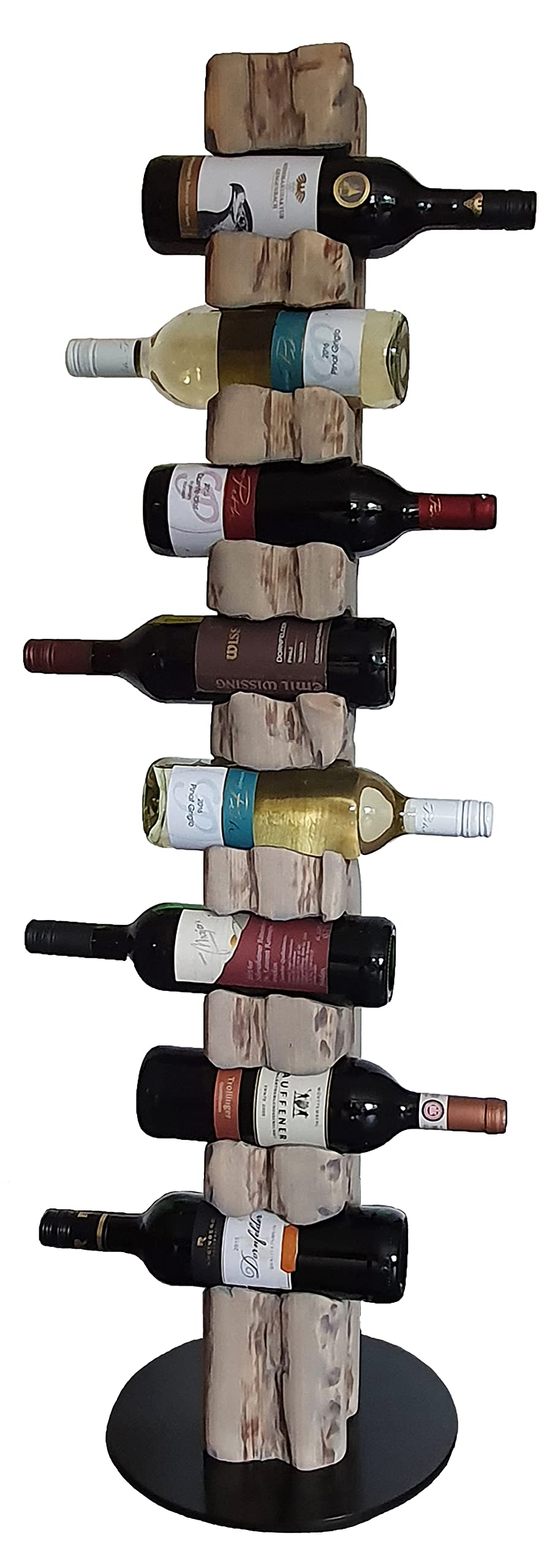 Wood &amp; Wishes – Rustikaler Weinständer, Weinregal, Weinhalter aus massivem Holz; gefertigt in Handar