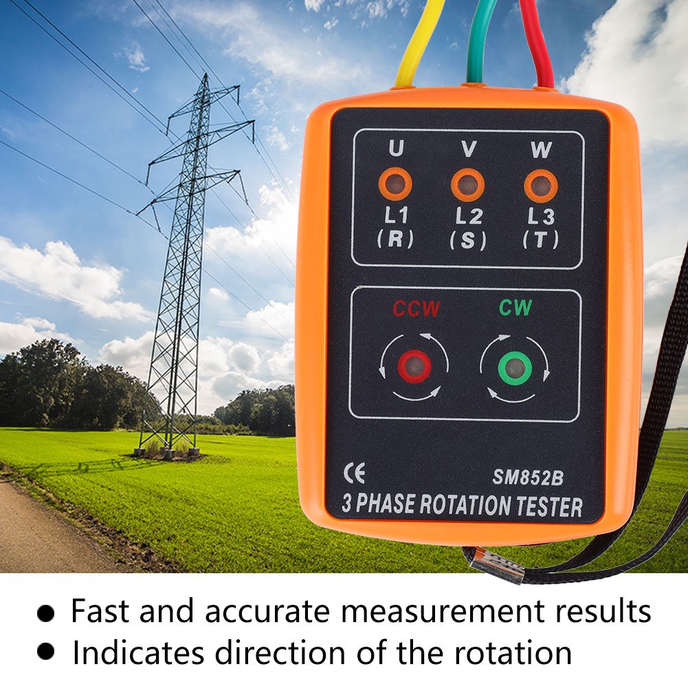 3 Phasen Rotationstester, SM-852B 60 V ~ 600 V Wechselstrom Sequenzreihenfolge Anzeige Tester 20 Hz-