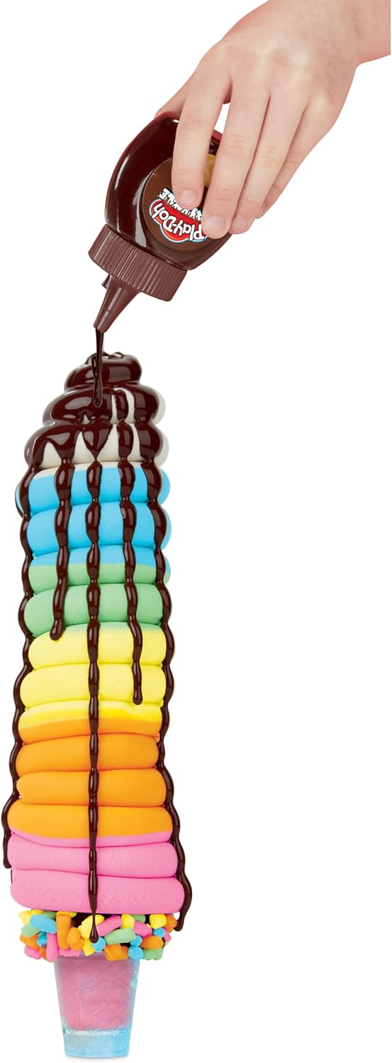 Play-Doh Drizzy Eismaschine mit Toppings, inklusive Drizzle Knete und 6 Farben, Drizzy Eis