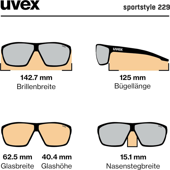 uvex Unisex Sportstyle 229 Sportbrille (1er Pack) Einheitsgrösse Blue/Mirror Blue, Einheitsgrösse Bl