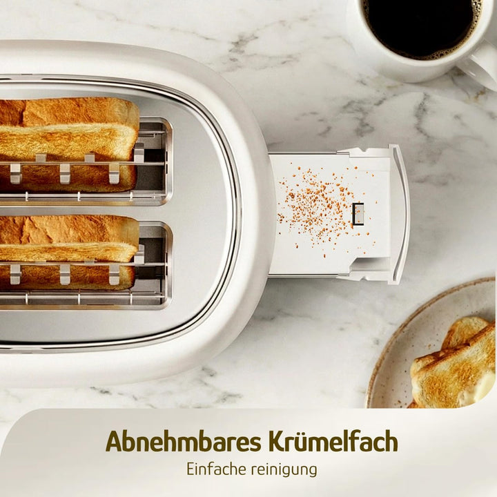 Hazel Quinn 2-Scheiben Retro-Toaster, 6 Bräunungsstufen, 3 Funktionen: Auftauen/Erwärmen/Abbrechen,