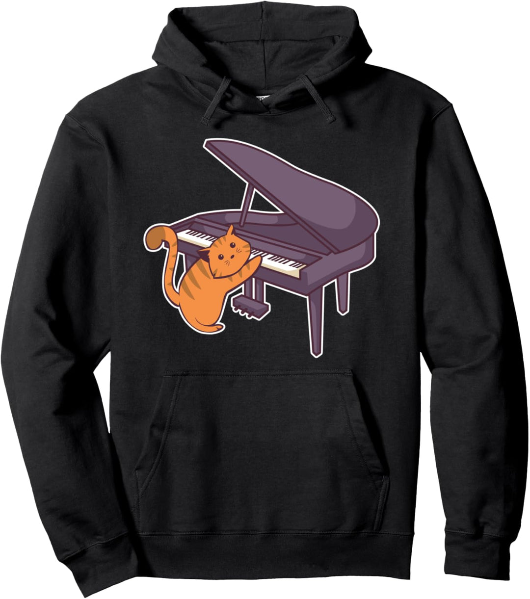 Pianist Klavierspieler Tier Flügel Piano Instrument I Katze Pullover Hoodie