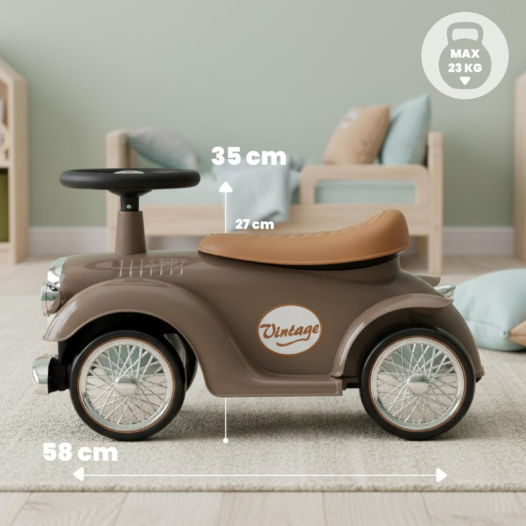 Rutschauto ab 1 Jahr Retro Classic, Rutschauto Indoor, Auto Kinder, Baby Auto, Gehhilfe mit Horn (Br