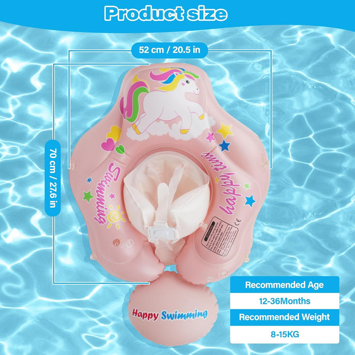 Baby Schwimmring mit Sonnendach Entfernbar, Schwimmring Baby mit Verstellbarer Sicherheitssitz, Kipp