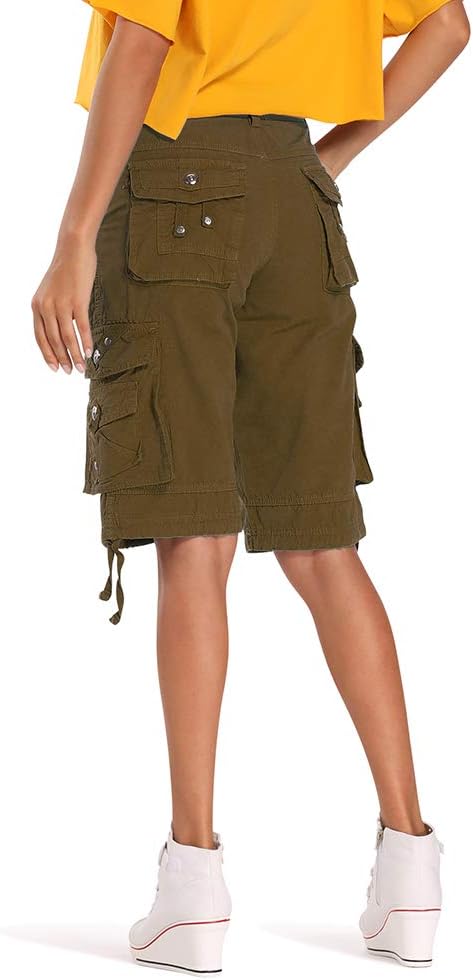 Aeslech Shorts für Frauen mit mehreren Taschen, Cargo-Casual Sommer 16 Coffee, 16 Coffee