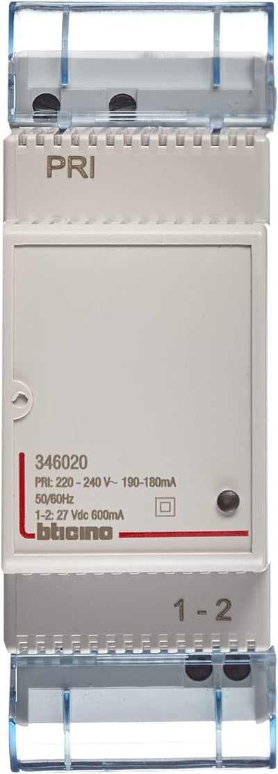 BTICINO, Reiheneinbau-Zusatznetzgerät für Video-Sprechanlagen, 27V DC, 600 mA, 2TE, 346020