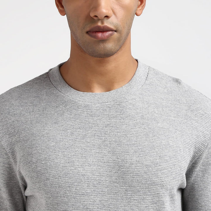 Calvin Klein Herren Langarm Strickoberteile, Grau (Gray Heather)