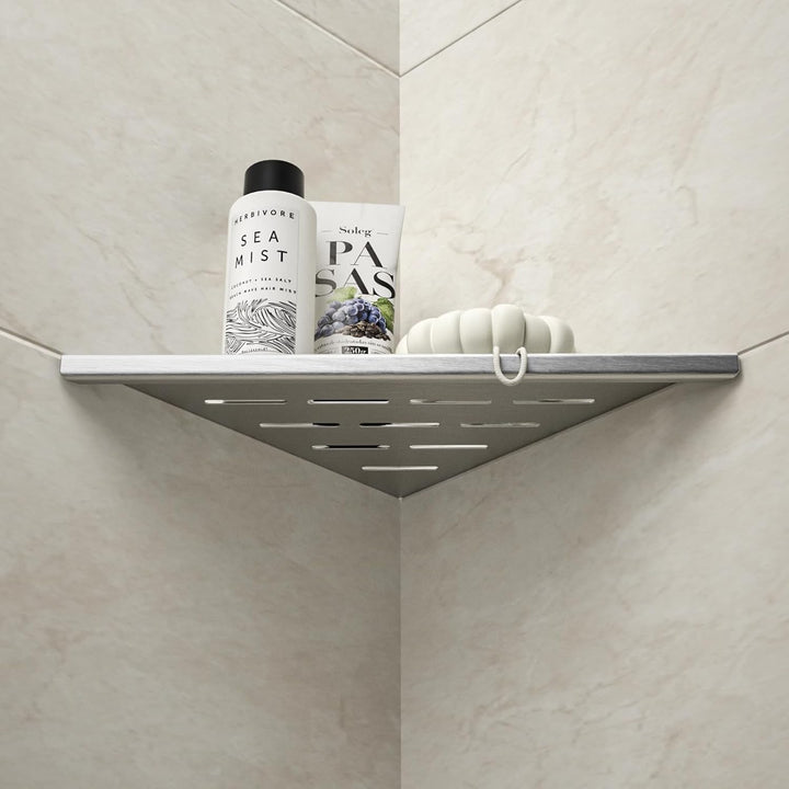 Bernkot Eckablage Duschablage 304 Edelstahl ohne Bohren für Badezimmer Shampoo Halter Gestreiftes Lo