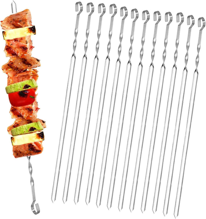Homealexa 20 Stücke Grillspiesse, Grill Kabob Spiesse 37,5cm Edelstahl Lange Spiesse Schaschlikspies