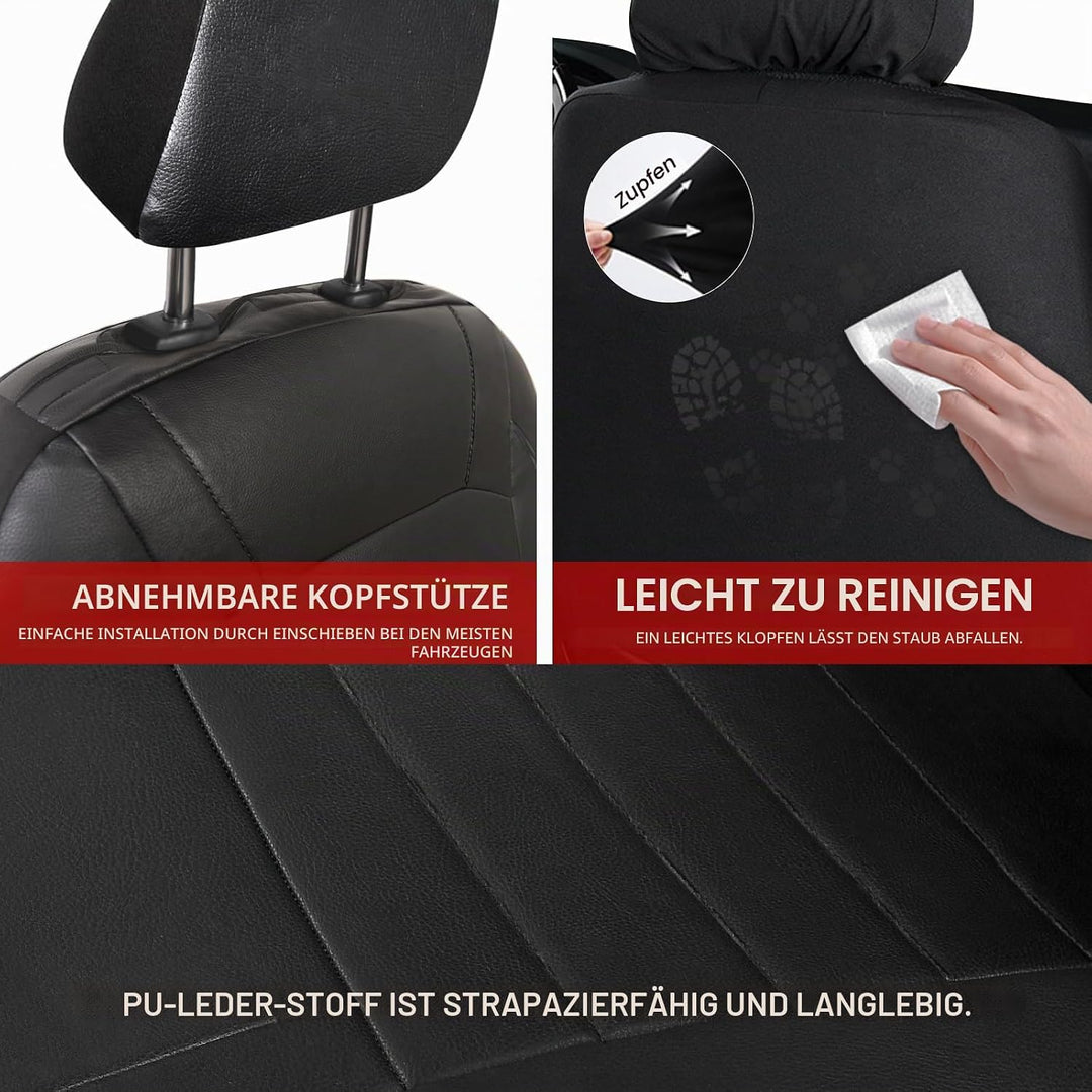 AUTOYOUTH Universal Vordersitzbezüge, wasserdicht, PU-Leder, Schwarz, Airbag-kompatibel, Paar, für S