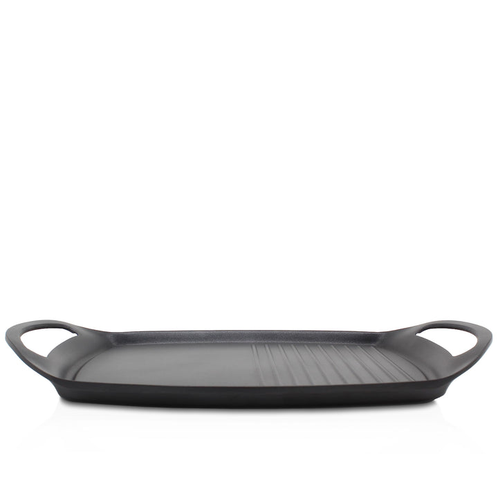 Krüger Aluguss-Grillplatte Delta 47x29cm - Grill-Platte mit Antihaft-Versiegelung und halbseitigem R