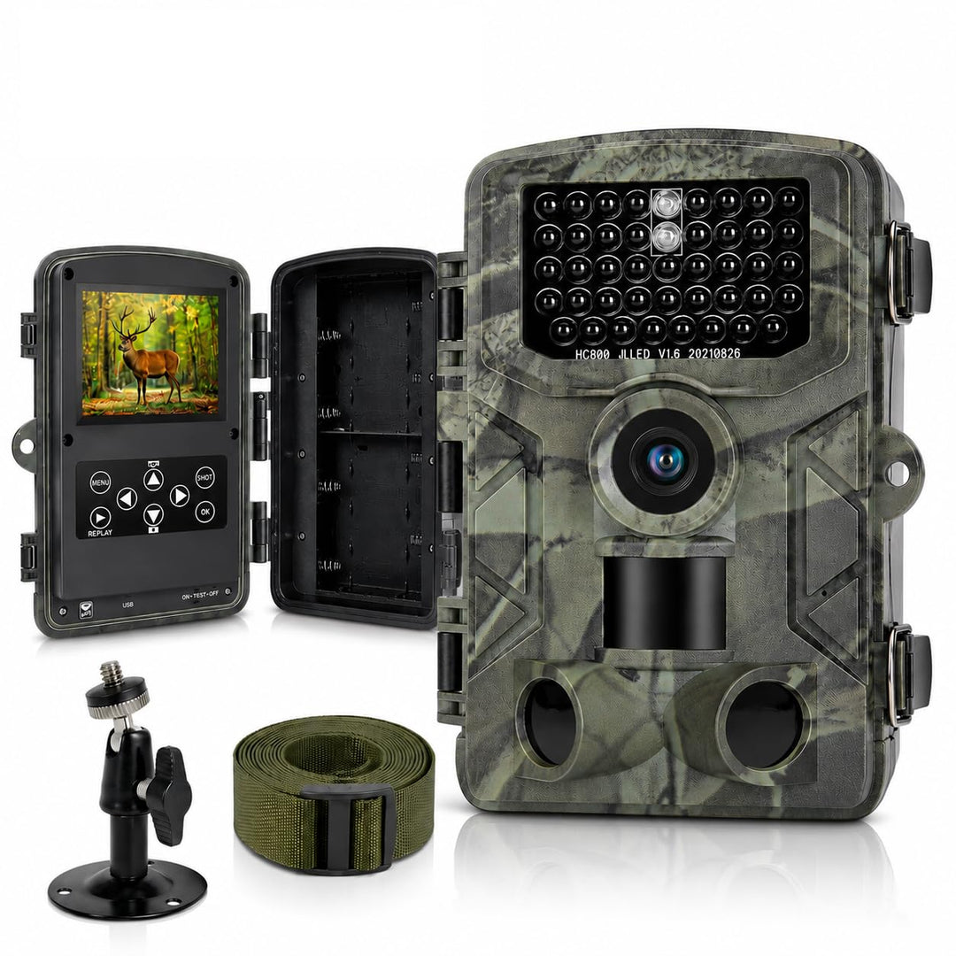 Wildkamera 4K 50MP, Wildtierkamera mit Nachtsicht Bewegungsmelder Weitwinkel 120°, 850nm IR LEDs Nac