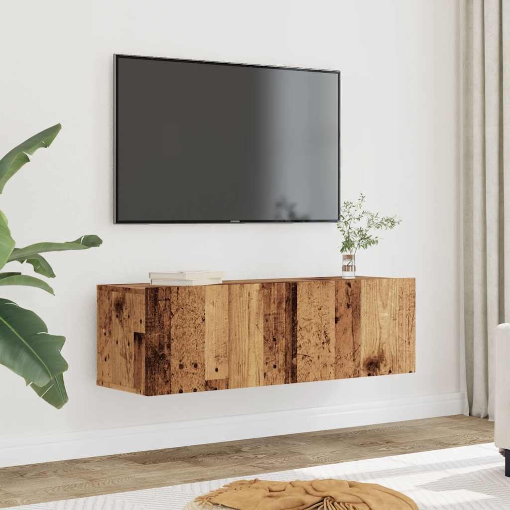 vidaXL TV-Wandschränke 2 STK. Altholz-Optik 100x30x30 cm, HiFi-Schrank, TV-Konsole, TV-Möbel, Medien