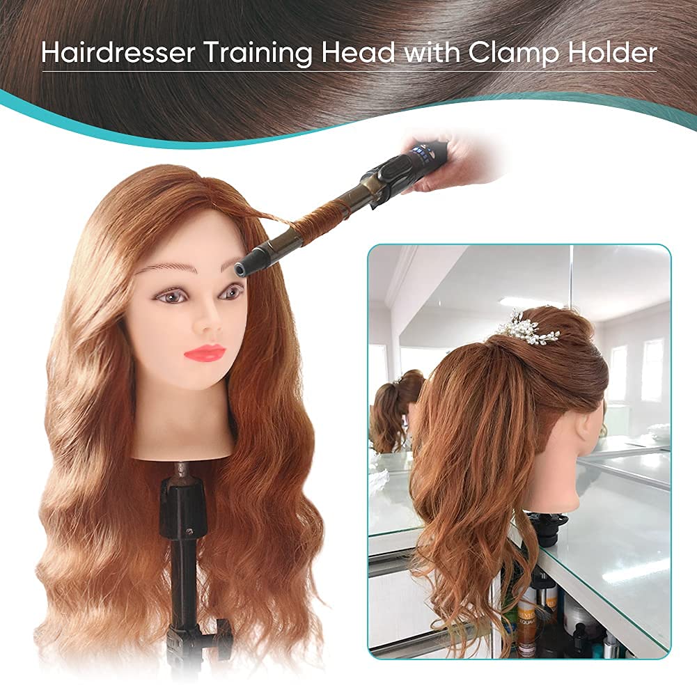 Trainingsköpfe,24'' Synthetische Haare Mannequin zum frisieren Kopf Friseur Trainingskopf Kosmetolog