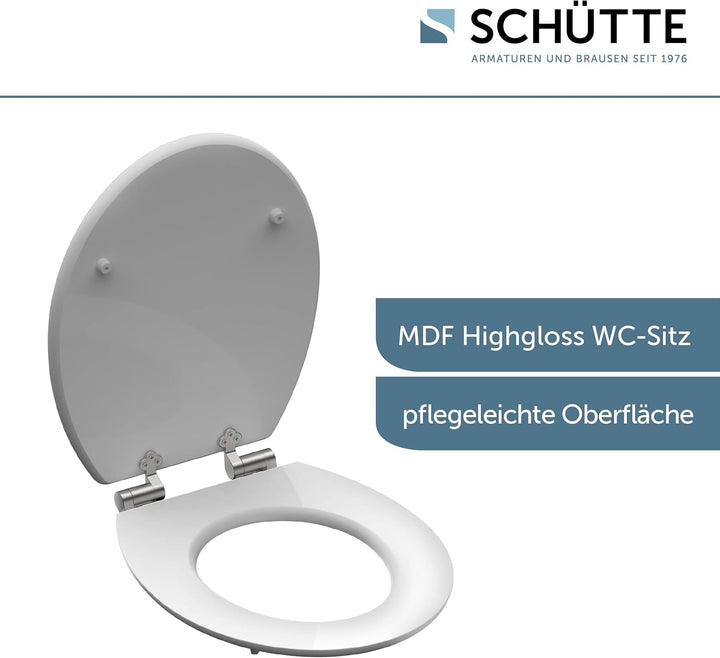 SCHÜTTE WC-Sitz Holzkern HG ASIA, Hochglanz Toilettensitz mit Absenkautomatik, passend für alle hand