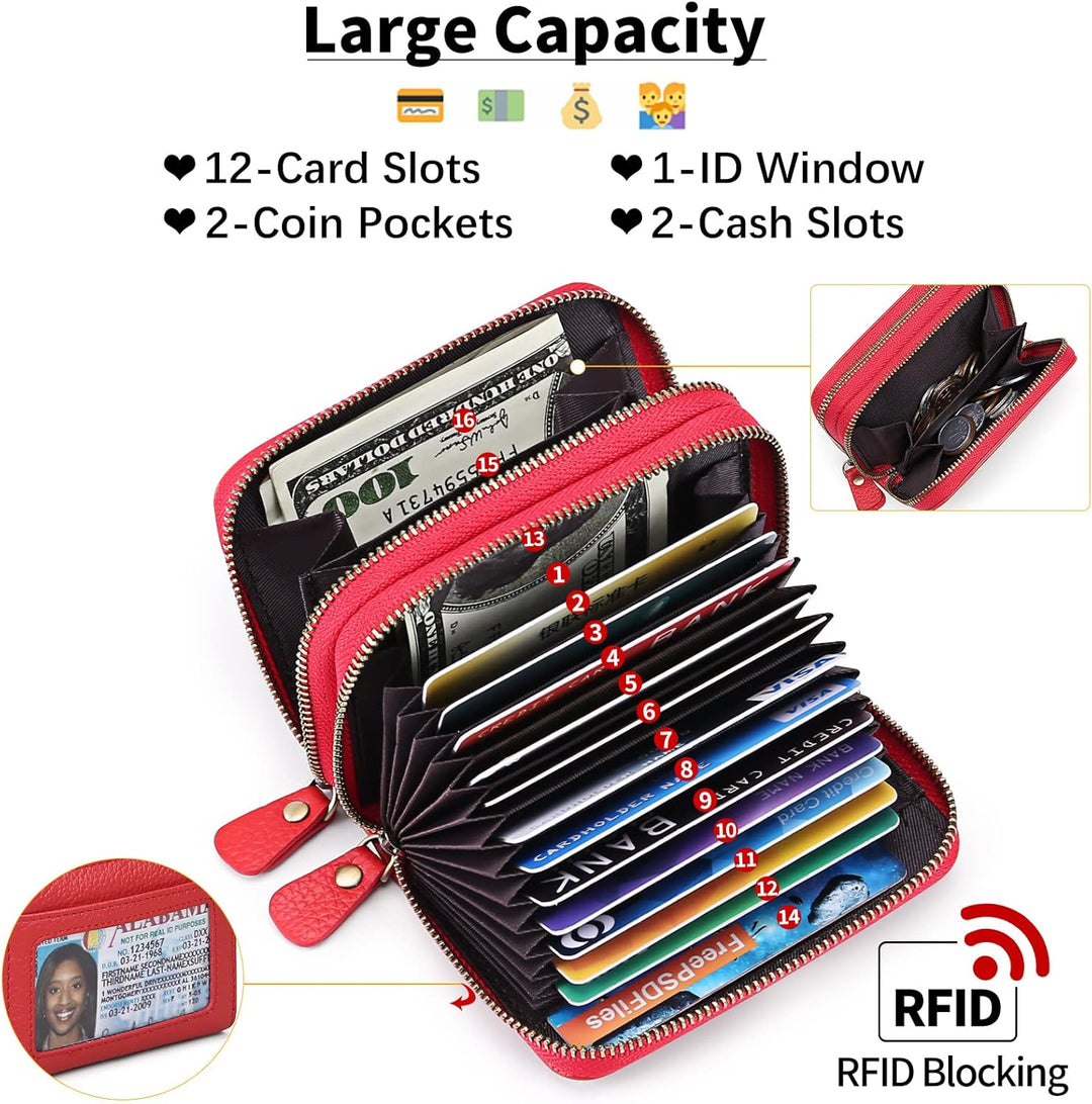 GAEKEAO Damen Geldbörse klein aus Echtes Leder, Geldbeutel für Frauen mit RFID-Schutz, Mini Damen Po