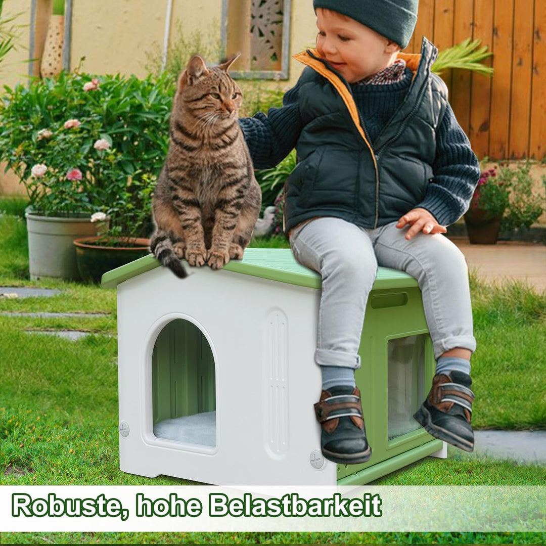 Kunststoff-Katzenhaus für Outdoor Indoor-Gebrauch, stapelbar verwilderte Katze Unterschlupf Indoor-K