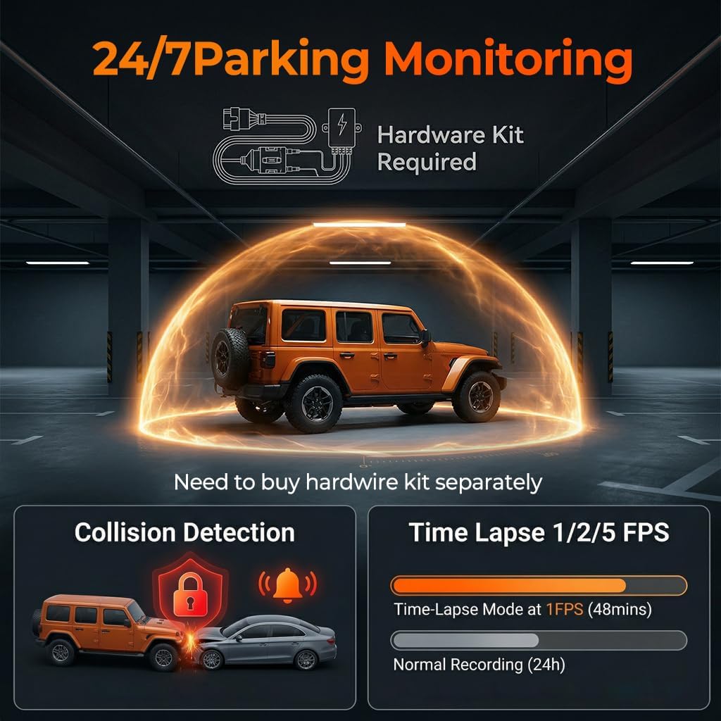 12 Zoll Rückspiegel Dashcam, 4K UHD Frontkamera & 2.5K Rückfahrkamera fürs Auto, mit ADAS BSD LCA Sm