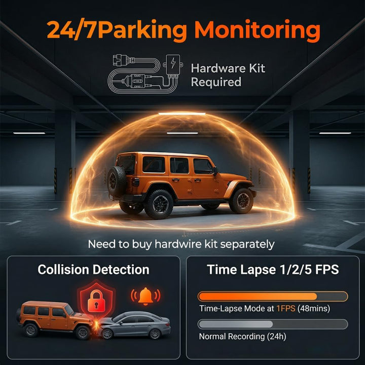 12 Zoll Rückspiegel Dashcam, 4K UHD Frontkamera & 2.5K Rückfahrkamera fürs Auto, mit ADAS BSD LCA Sm